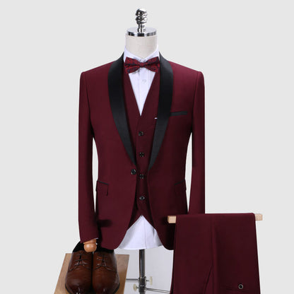 Men's 3-Piece Slim Fit Formal Tuxedo Suit | Jacket, Pants & Vest