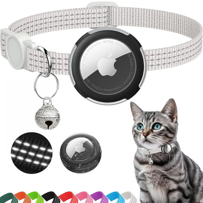 Airtag Cat Collar Breakaway, Reflective Kitten Collar with Air Tag Case and Bell for Girl Boy Cats, 0.4 In in Width Lightweight