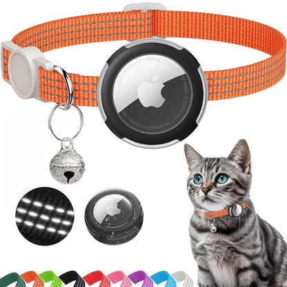 Airtag Cat Collar Breakaway, Reflective Kitten Collar with Air Tag Case and Bell for Girl Boy Cats, 0.4 In in Width Lightweight