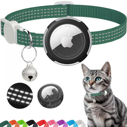 Airtag Cat Collar Breakaway, Reflective Kitten Collar with Air Tag Case and Bell for Girl Boy Cats, 0.4 In in Width Lightweight