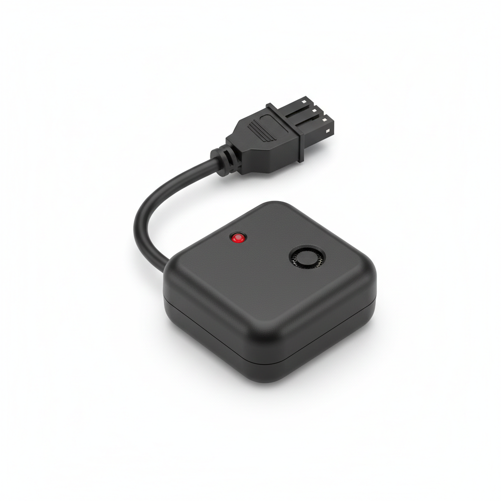 Electric scooter anti-theft alarm device on white background
